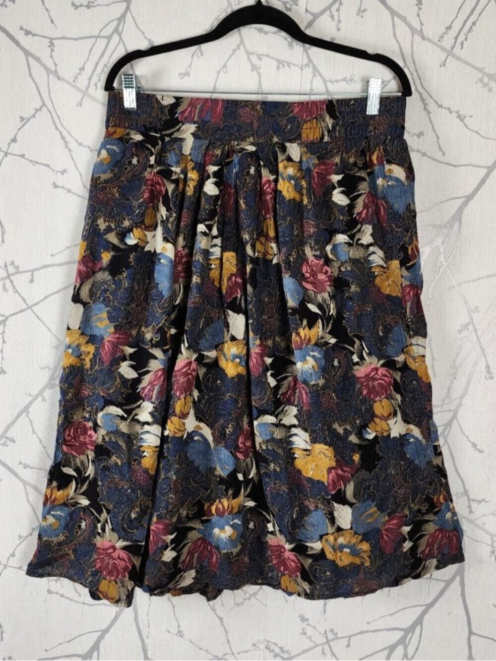 Steilmann Abstract Floral Print Elastic Waist Pleated Midi Skirt